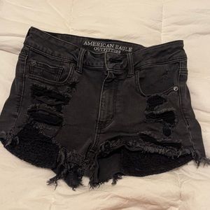 American Eagle high rise black jean shorts